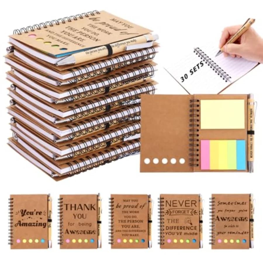 30 Set Regali di Apprezzamento per Dipendenti, Regali di Ringraziamento per Laureati, Quaderno a Spirale Motivazionale con Note Adesive