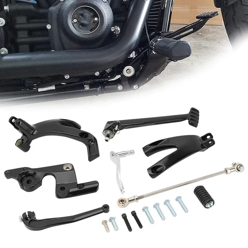 Comandi avanzati moto Pedane Leve nere per Harley Softail Street Bob Low Rider FXLR FXBB 2018-2023