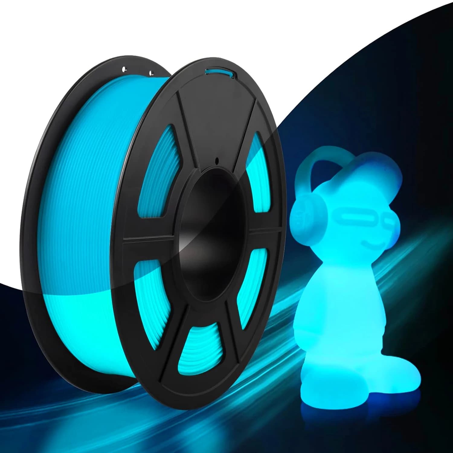 Filamento PLA Luminoso per Stampante 3D da 250g/1Kg, Blu a Blu Nottilucente, per Stampa 3D che si Illumina al Buio, Filamento PLA Luminoso Blu 1.75mm