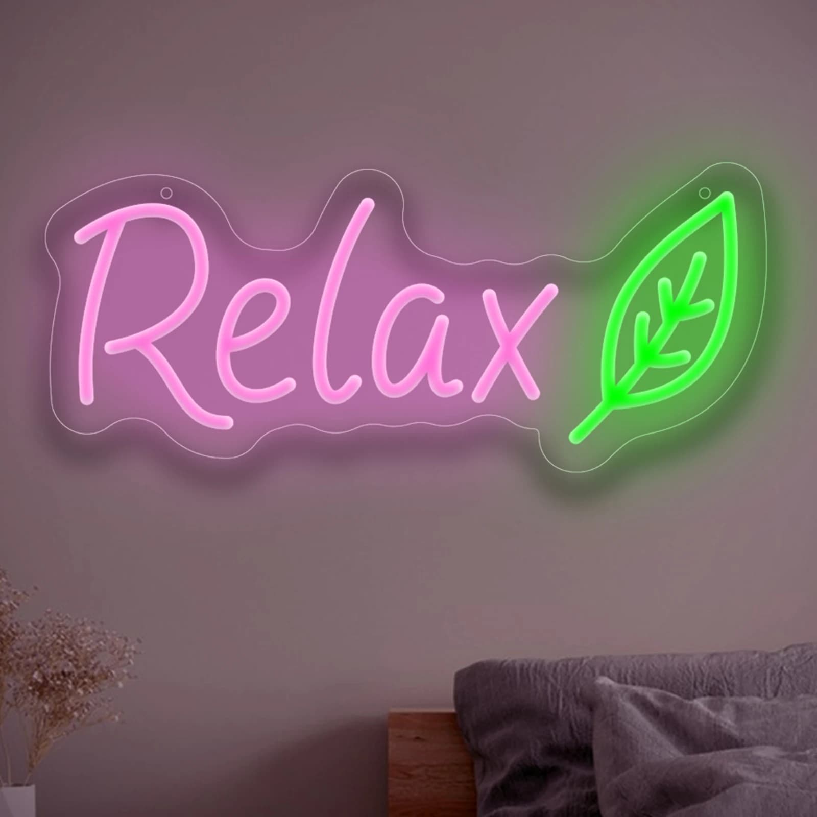 Rilassati LED Insegna al neon Foglia Luce al neon Alimentata tramite USB Dimmerabile per la stanza del relax Casa Sala yoga Decorazione della parete della camera da letto Regalo antistress