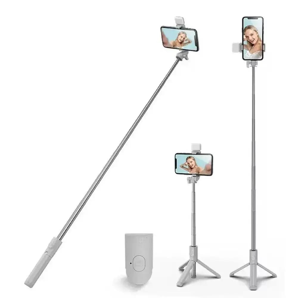 Bastone selfie per telefono cellulare da 0,7/1/1,7 m con luce di riempimento Supporto per treppiede per telefono cellulare Bluetooth portatile Supporto per telefono a lunghezza estesa