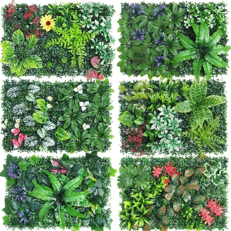 Pannello di Erba Artificiale 40X60cm, Foglie Sempreverdi, Pannelli di Bosso per Decorazione Esterna di Casa, Giardino, Balcone e Prato