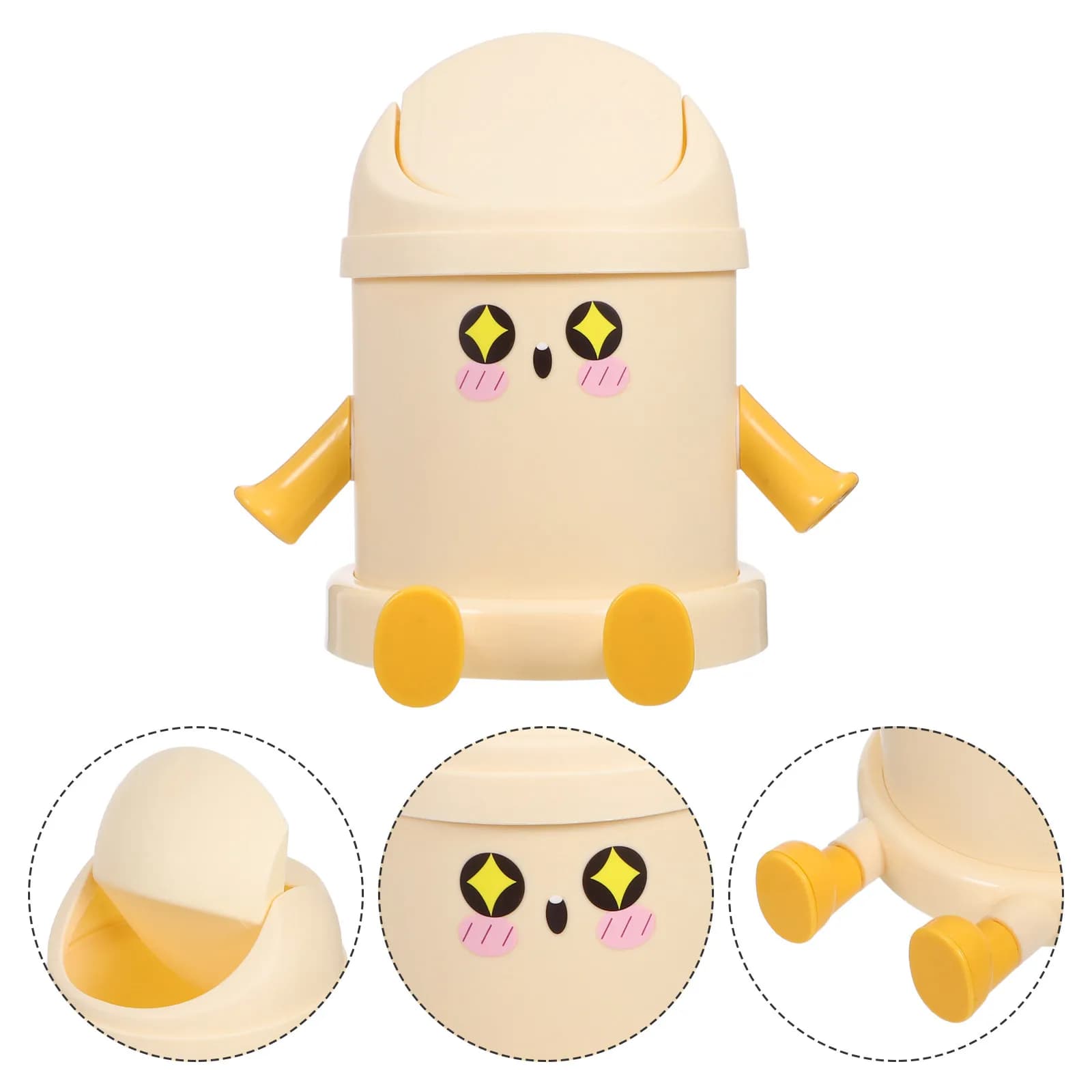 Mini Cestino da Scrivania, Simpatico Contenitore per Rifiuti a Forma di Cartone Animato, Piccolo Cestino in Plastica per Ufficio, Casa, Camera da Letto, Pulizia del Tavolo