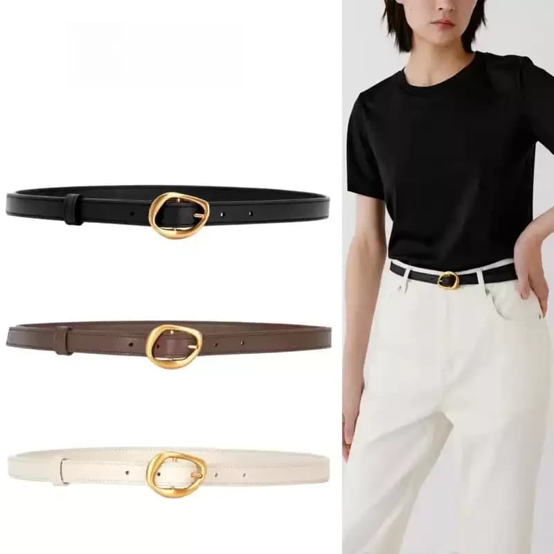 Cinture in vera pelle da donna Cintura in vita alla moda casual con forme liquide Fibbia dorata per abiti pantaloni jeans