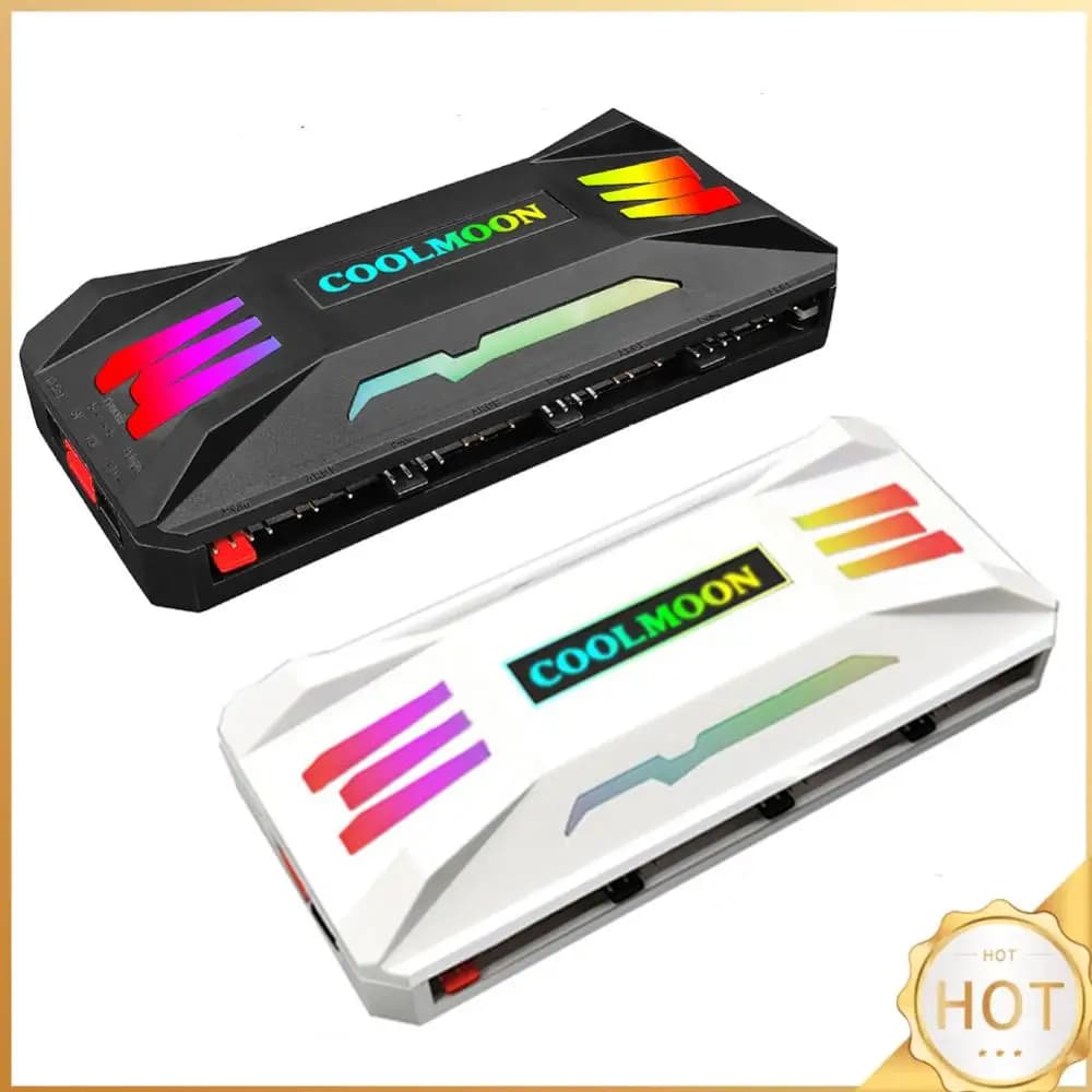 Controller RGB COOLMOON 4Pin PWM 5V 3Pin ARGB per Ventole di Raffreddamento con Telecomando Intelligente