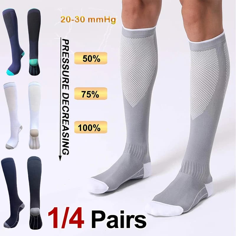1/4 paia di calzini a compressione uomo donna 20-30 mmhg - Calzini di supporto per la circolazione adatti per la cura da viaggio - Calzini sportivi morbidi e traspiranti
