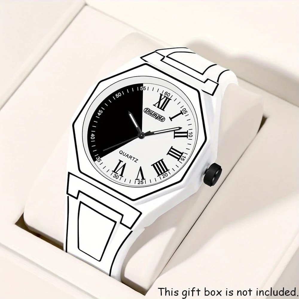 1 piece modern watch: quartz movement, silicone strap, casual fashionable watch for men and women, special occasions