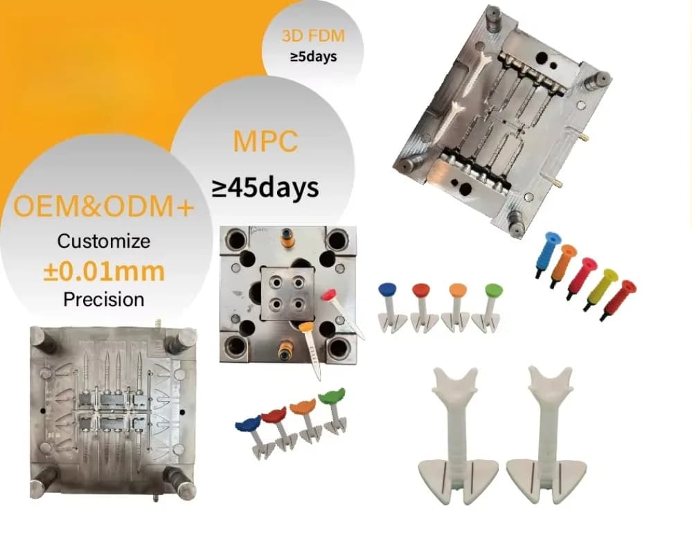 Stampo per tee da golf in metallo lucido personalizzato Stampo per iniezione plastica Modello FST 01 Zhejiang Non facile da rompere Deformare Lunga durata