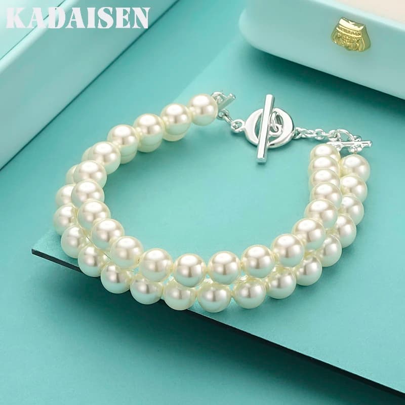 925 Sterling Silver Natural Freshwater Pearl Chain 20CM Bracelet for Women Wedding Engagement Fashion Charm Jewelry