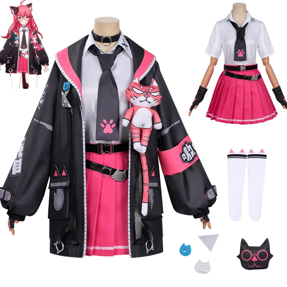 Costume Cosplay NTE Nanally Coluccis, Set Uniforme Scolastica JK con Giacca e Gonna, Parrucca NTE Nanally per Donne, Halloween