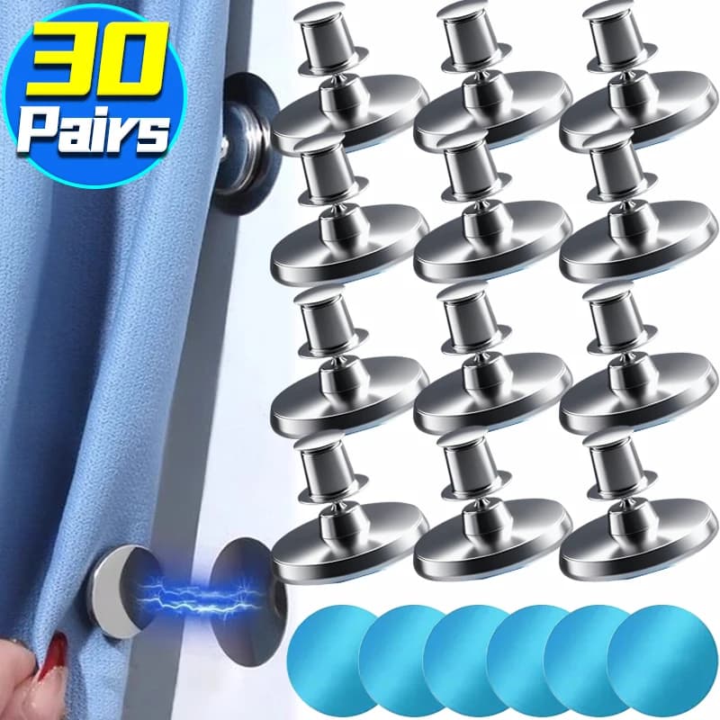 Clip Magnetiche in Metallo per Tende, Chiusura Magnetica a Parete, Clip per Tende Doccia, Fermagli Magnetici Rimovibili per Finestre