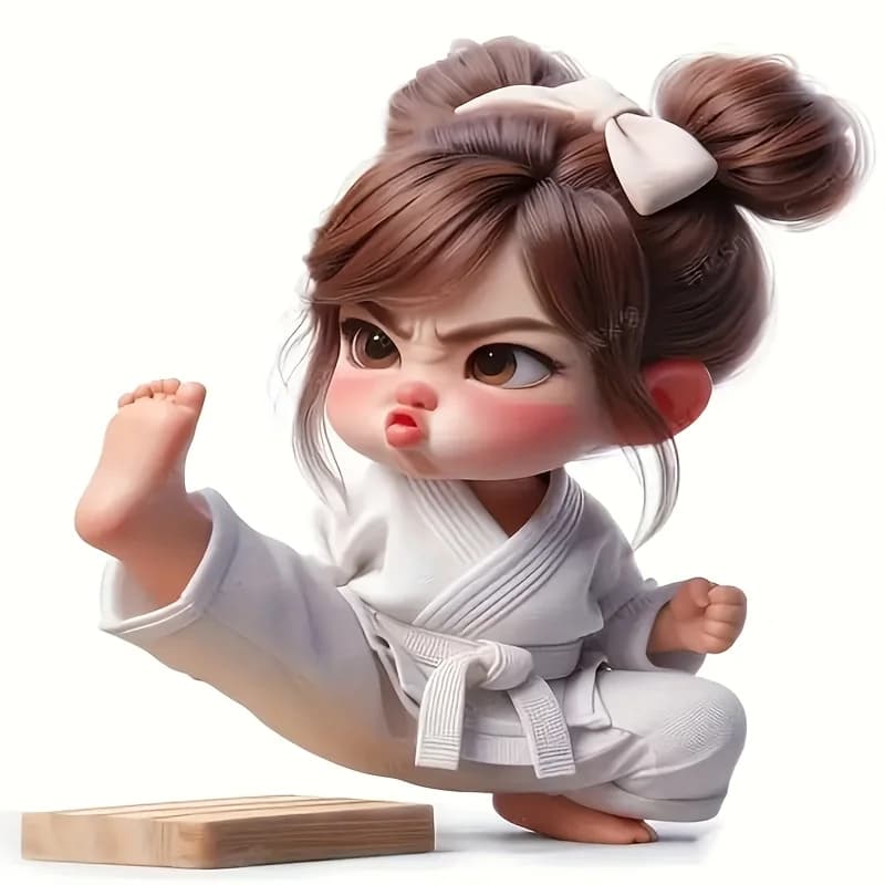 1Pc Cute Karate Girl Waterproof Vinyl Sticker For Car Motorcycle Laptop Water Bottle Cool Martial Arts Decor