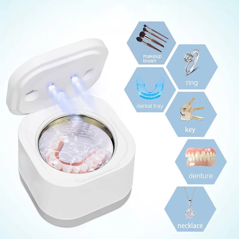 Portable Home Ultrasonic Jewelry Rings Dental Detergents Prosthetic Washing Machines
