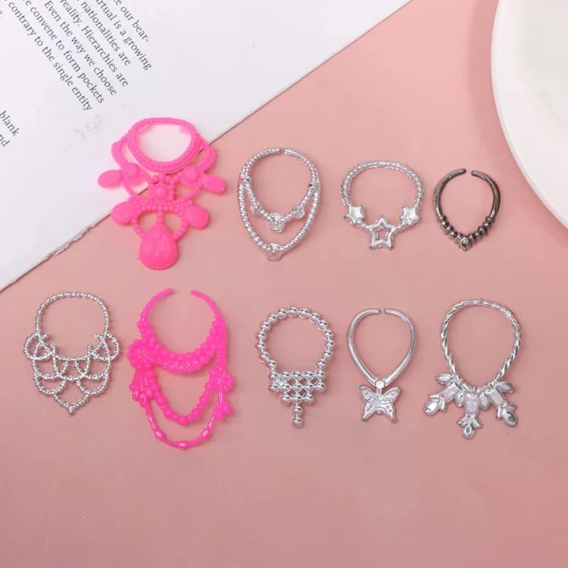 Set di bambole principessa alta 28 cm con corona galvanizzata, collana, braccialetti e orecchini