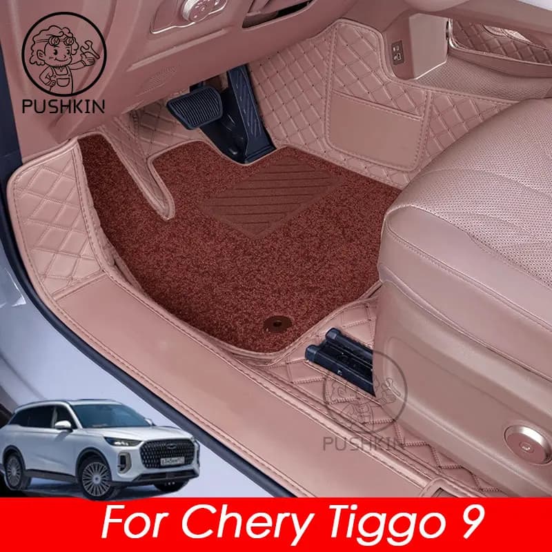 Tappetini auto per Chery Tiggo 9 2025 2026 4WD PU leatherPiede resistente allo sporco Tappeto Copertura del pavimento Accessori interni auto