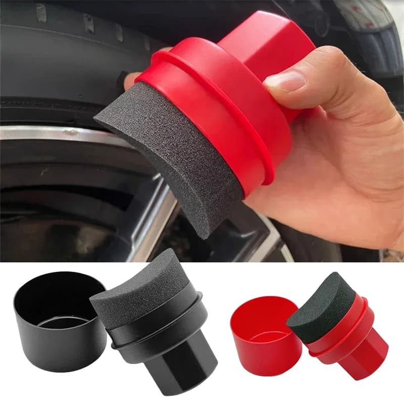 Spugna per ceratura pneumatici auto, applicatore di cera per auto con coperchio, spugna curva per ceratura facile, strumenti per la pulizia dei pneumatici, spazzola per detailing