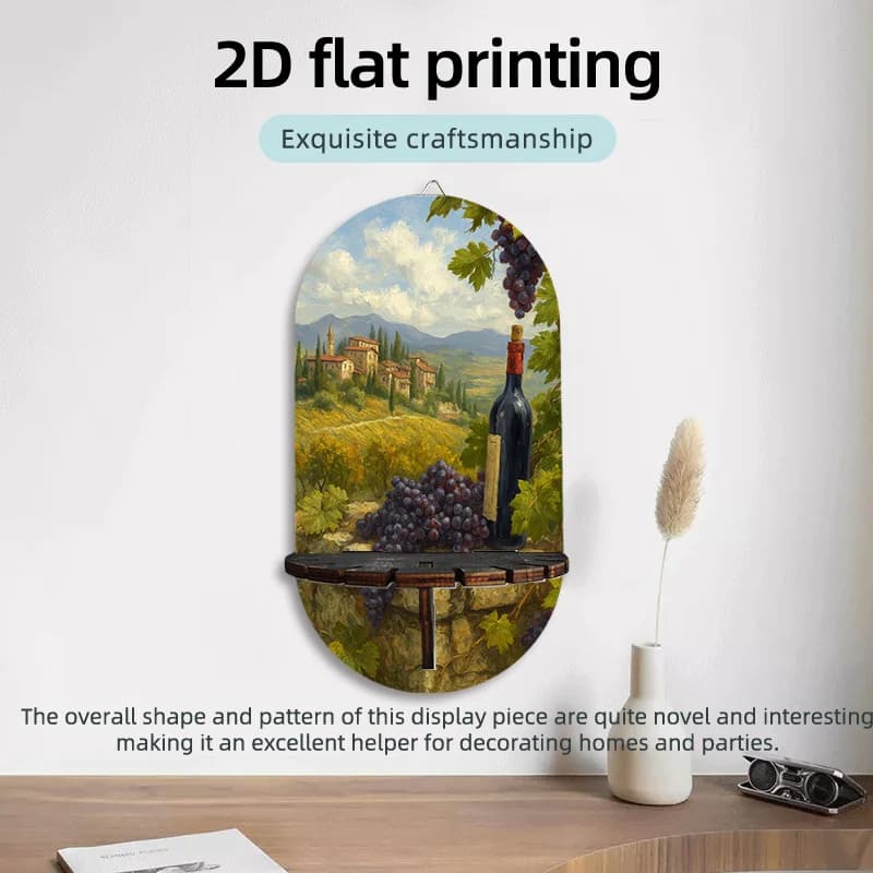 Mensola da Parete Stile Bohemien con Motivo Vigneto Toscano - Espositore Paesaggistico Italiano Adatto per Decorazioni a Parete, Portachiavi o Candele