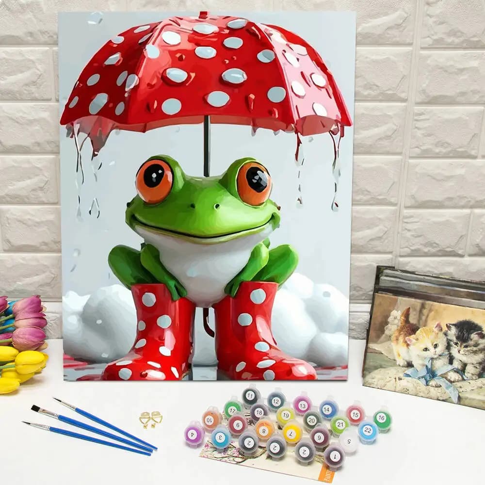 Digital Oil Painting Frog Boots DIY Painting By Numbers Umbrella Paint By Number Adult Kit Cartoon Animal Home Decoration Gift