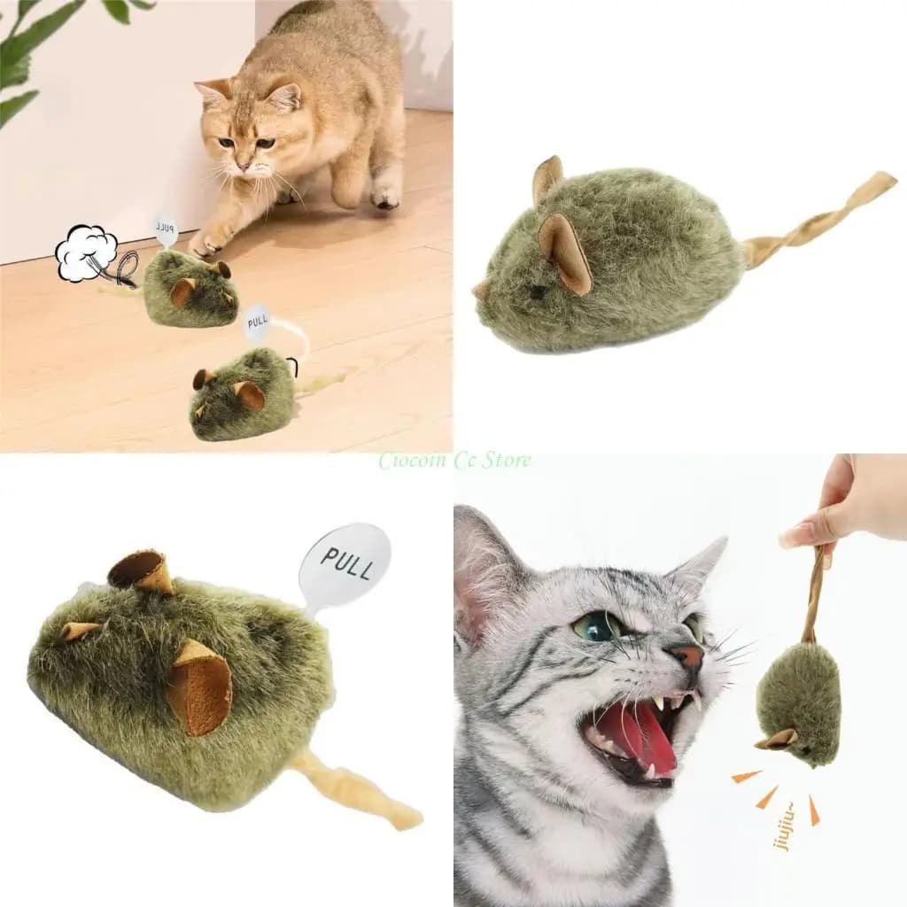 Giocattolo interattivo per gatti con vero topo cigolante Suono elettronico Giocattolo per gattini giocattolo automatico per gatti Allevia la noia