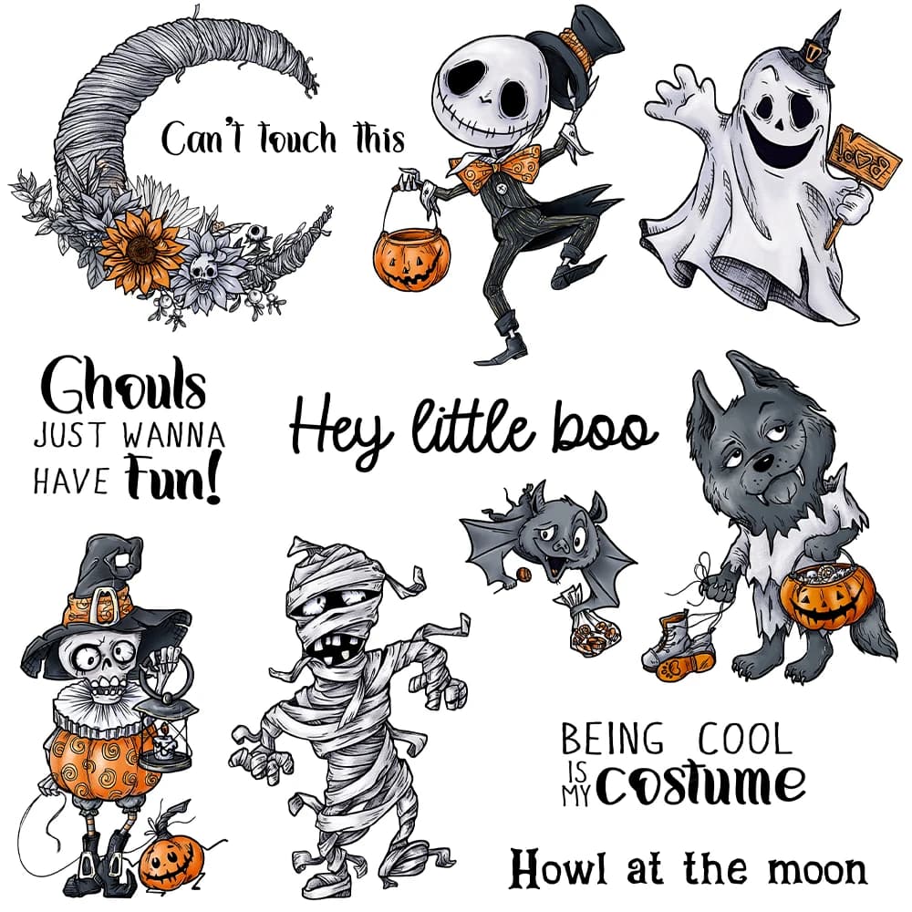 Mangocraft Cute Halloween Ghost Skeleton Metal Cutting Dies Clear Stamp DIY Scrapbooking Dies timbri in Silicone per album di carte