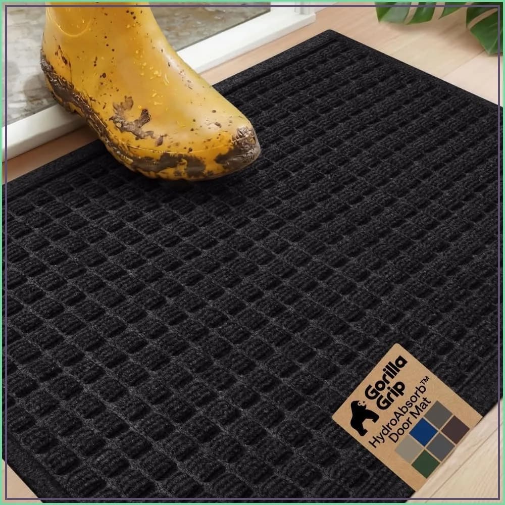Ultra Absorbent Front Door Mat, Traps Dirt & Moisture, Holds 1.7 Cups Water, Stain & Fade Resistant, 29x17 Black