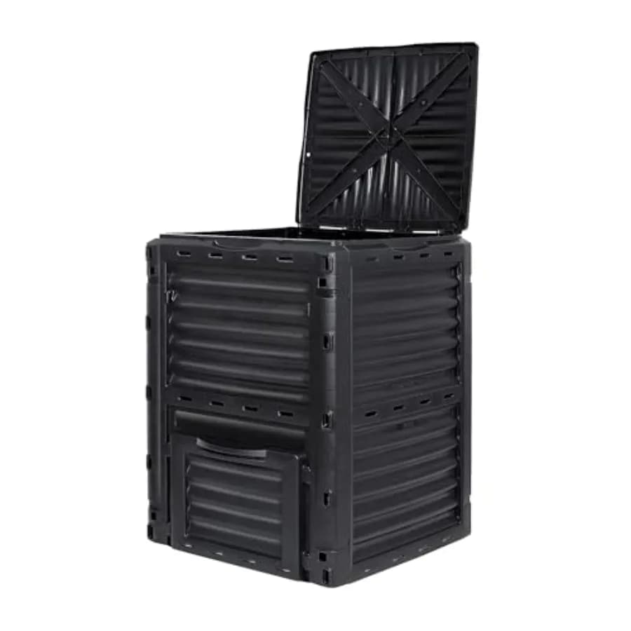 Compostiera da giardino in materiale senza BPA - Compostiera grande da esterno da 80 galloni (300 L), facile da montare, leggera, per un rapido compostaggio del terreno