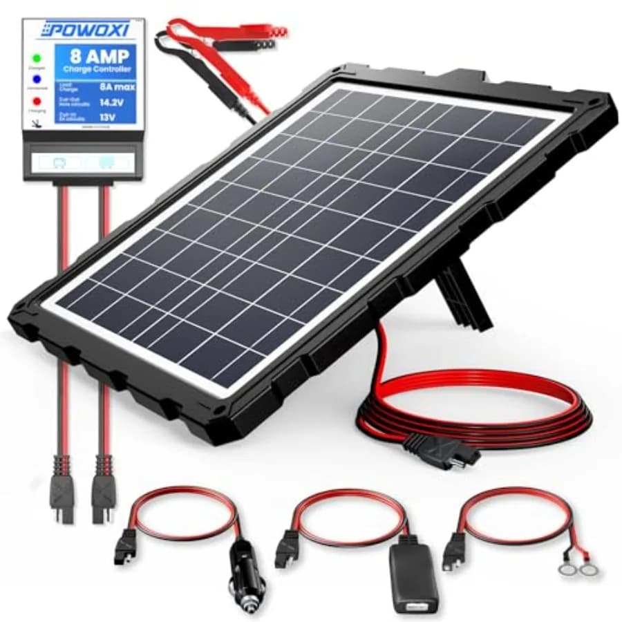 Caricabatterie Solare 20W 12V Esterno Intelligente con Regolatore di Carica PWM a 3 Fasi e Kit di Ricarica a Mantenimento per Auto e Nautica