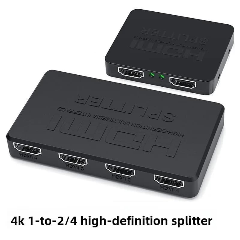 Splitter HDMI 1x4 for PS4, Laptop, Monitor, TV Box, Projector, Video Switch HD 4K, HDMI Cable Adapter Compatible