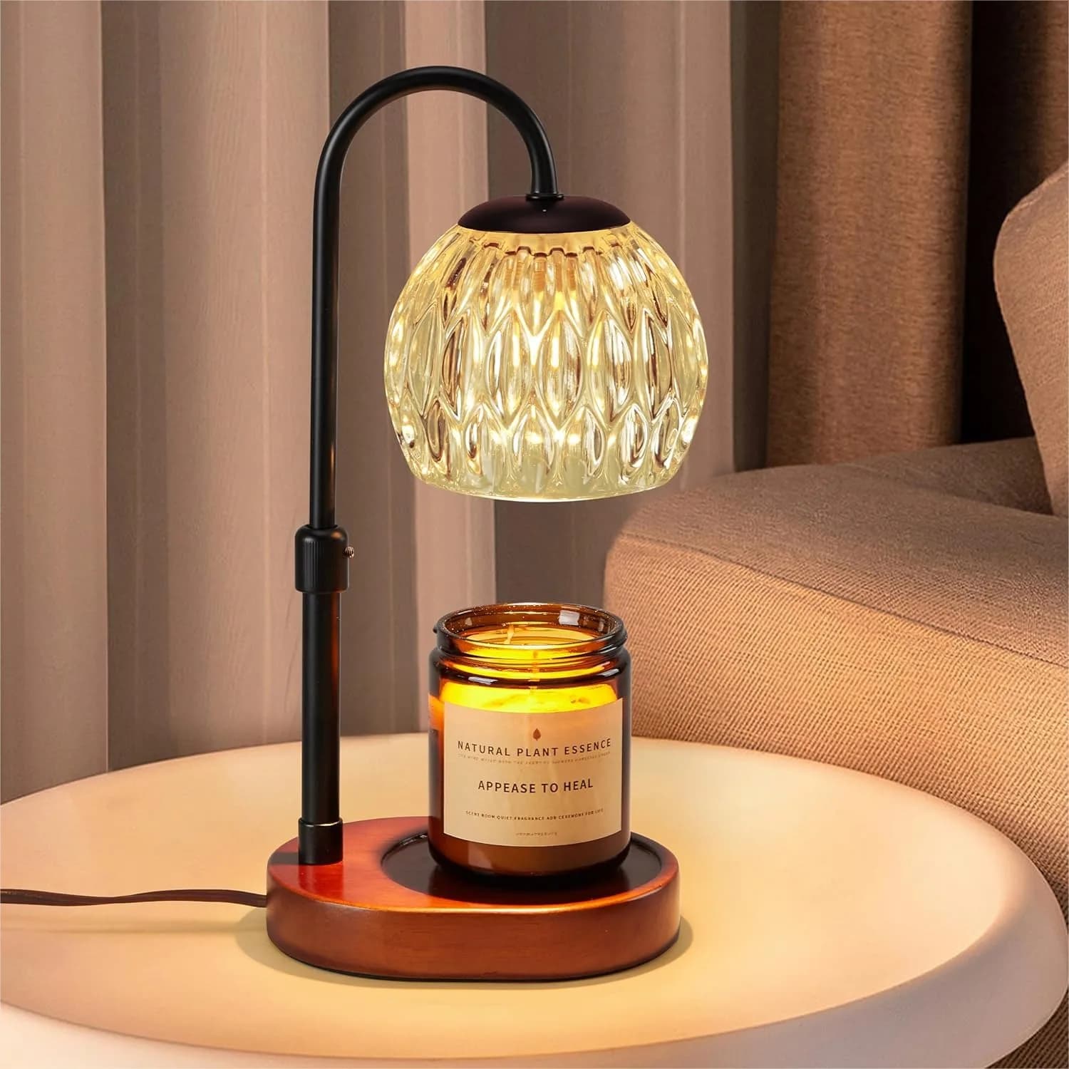 Lampada Scaldacera con Timer e Dimmer, Scalda Cera Elettrico Regolabile in Altezza per Arredamento Casa e Regali, Stile Vintage Nero