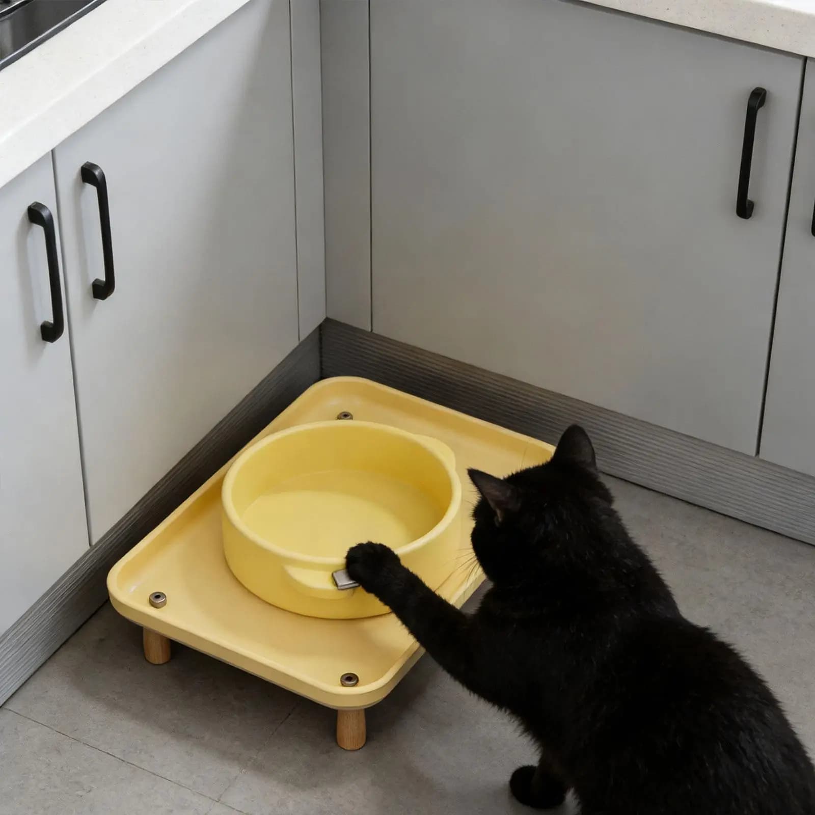 Supporto Rialzato per Ciotole di Animali Domestici, Tappetino Lavabile per Cibo, Mensola per Distributori Automatici di Cibo per Cani e Gatti