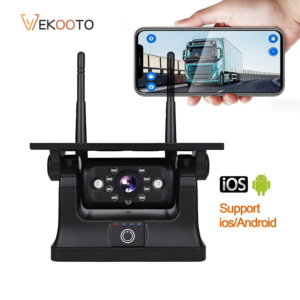 Telecamera di Retromarcia Wireless Magnetica Solare WiFi 9600mAh Ricaricabile per iPhone Android, Camion Pesanti, Camper, Rimorchi