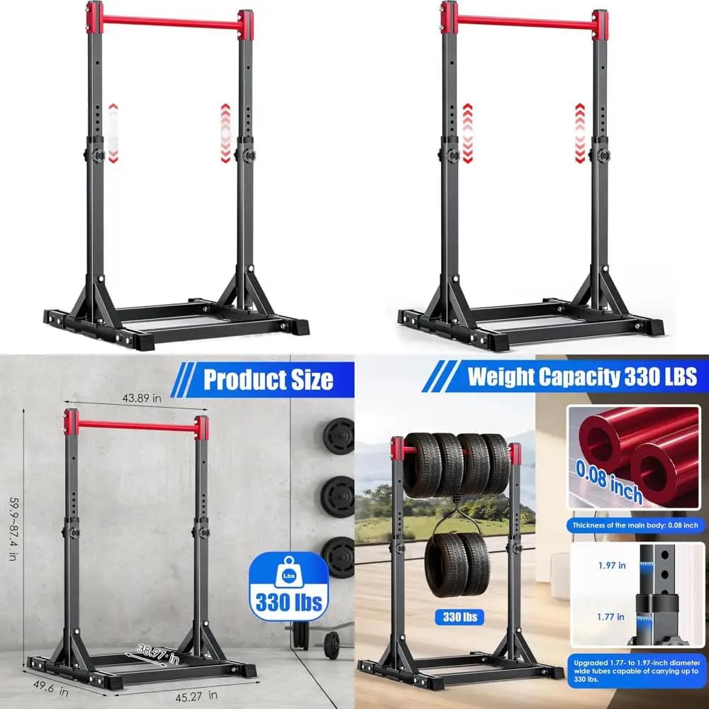 Traction Station, Power Tower Adjustable Self-supporting, Home Gym Traction Bar, Multifunction Resistant for Exterior/Interior