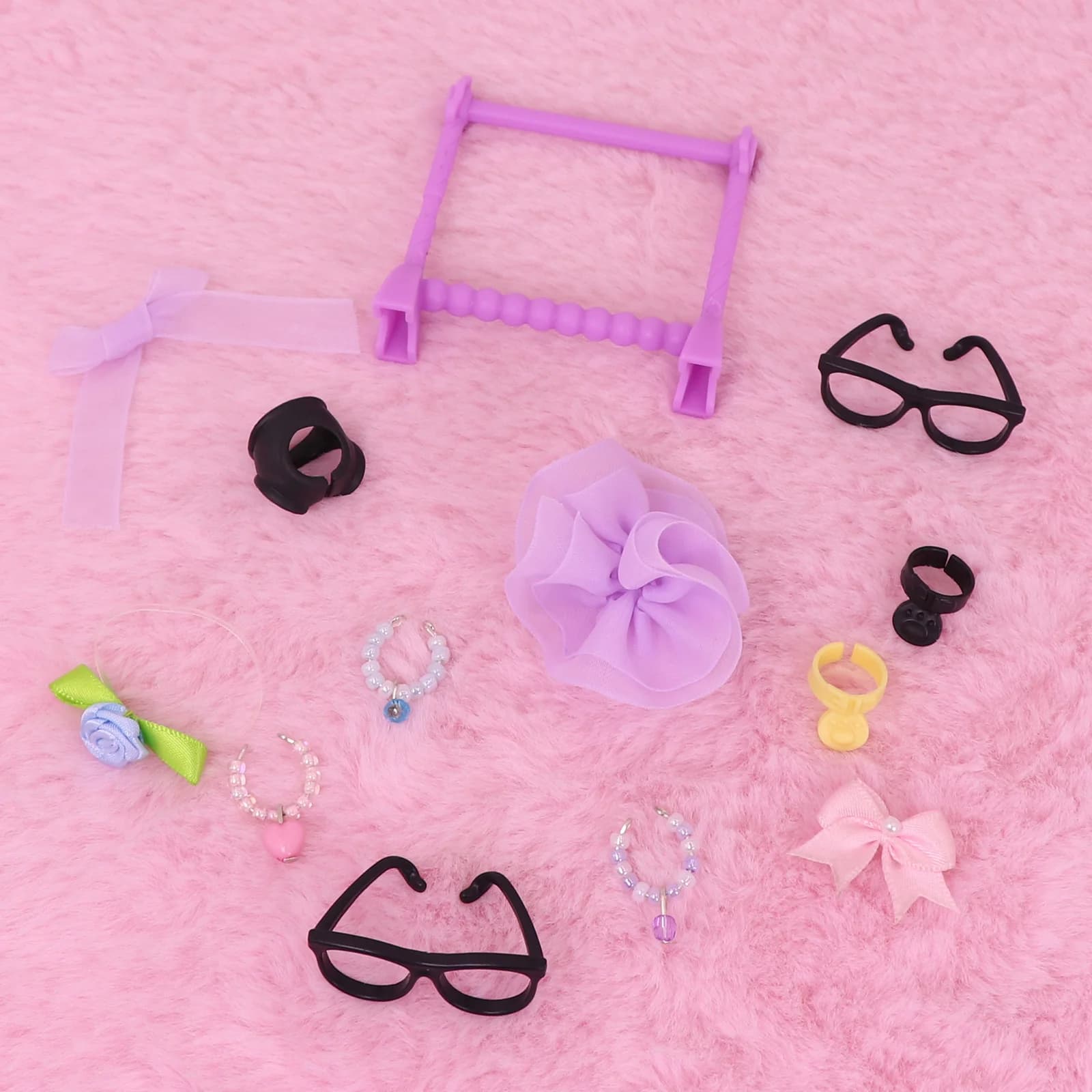 13 pcs Minilpsshop Clothes Hanger Skirt Collar Bow Headband Glasses Vest Accessories for lps
