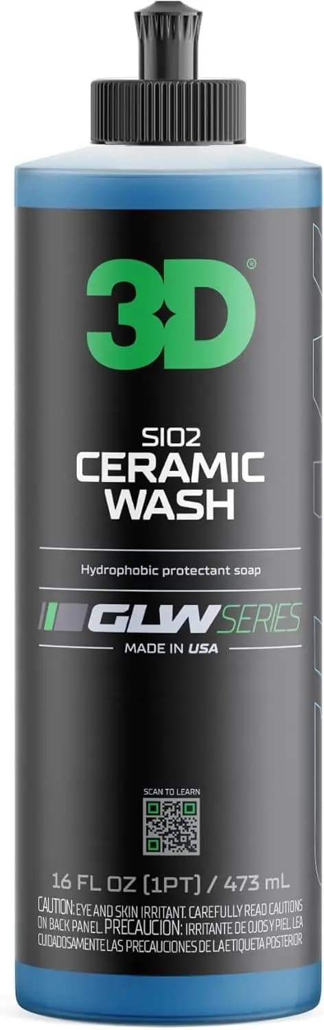 Sapone per Lavaggio e Ceratura Auto 3D SiO2 – Shampoo pH Neutro con Protezione Idrofobica, Lucentezza Profonda, Dettagli Senza Graffi, 16 oz
