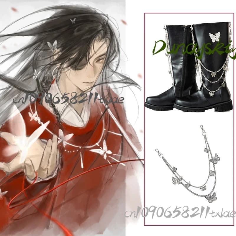 Tian Guan Ci Fu Hua Cheng Cielo Benedizione ufficiale Puntelli Cosplay Stivali a farfalla Scarpe Puntelli Ventole Regali Carnevale Halloween