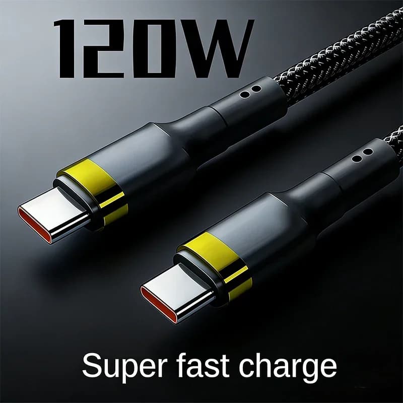 120W PD Safe Stable Fast Charge USB C to USB C Cable Long Service Life Quick Charging Wire Fit iPhone Xiaomi Samsung Mobile