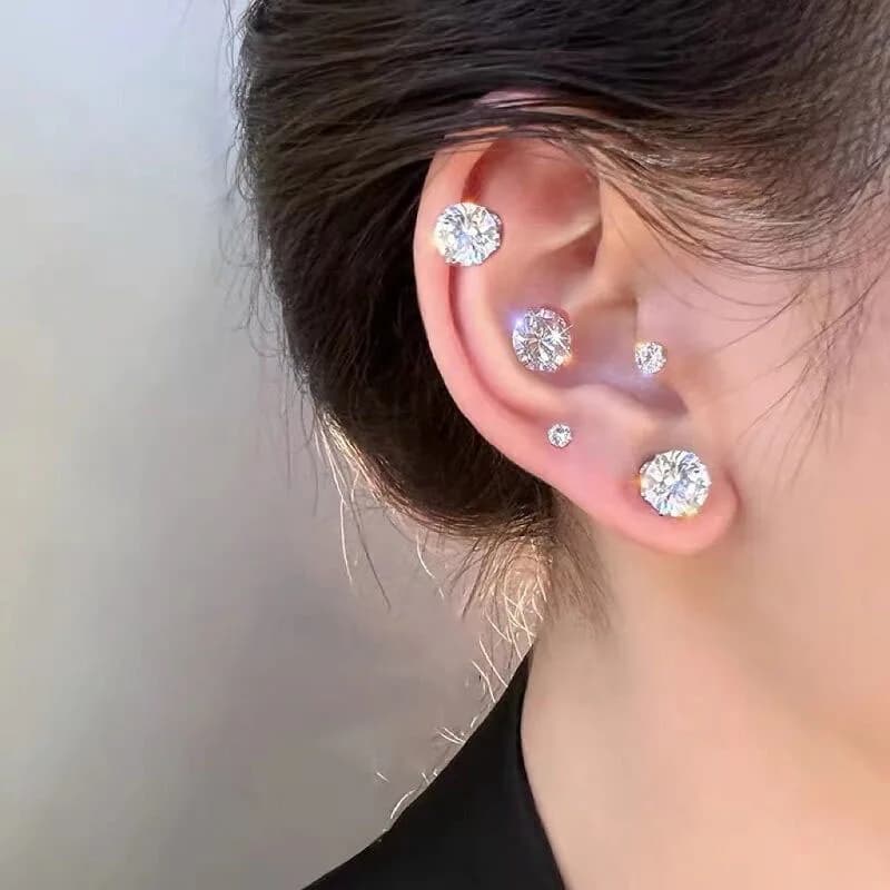Un paio di orecchini magnetici unisex con magnete forte, polsino con clip per l'orecchio, non penetrante, senza fori, borchie in cristallo per uomo e donna