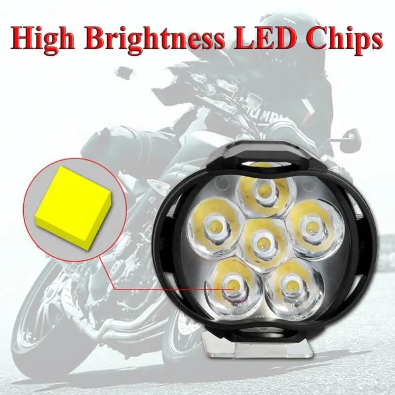 2PCS 6 LED Motorcycle Spot Work Lights Super Bright Waterproof Headlights for Dirt Bike Modification