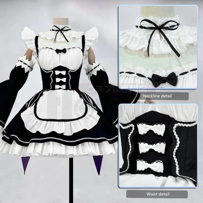 Re: Vita in un mondo diverso da Zero Anime Rem Costume cosplay Parrucca Lolita Abito da cameriera Nero Bianco Halloween Natale6;d'3, h'7