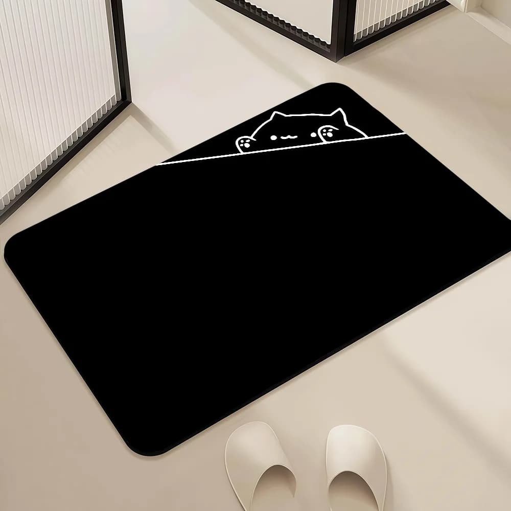 Decorative Zerbino Carpet for Entrance, Corridor, Bedroom, Bathroom, Living area, Balcony - Design Cat Cute Kawaii B-Bongo
