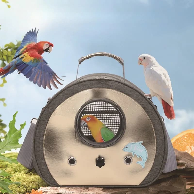 Zaino Trasportino Portatile per Uccelli con Finestra Trasparente Traspirante, Tracolla Regolabile, Borsa Pieghevole per Pappagalli, Conure, Parrocchetti