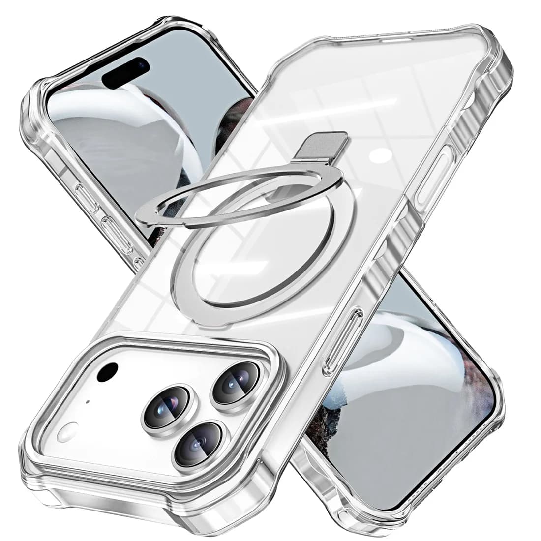 Custodia trasparente cristallina per iPhone 17 Pro, compatibile con MagSafe, sottile, antiurto, con supporto, per iPhone 17 Pro Max