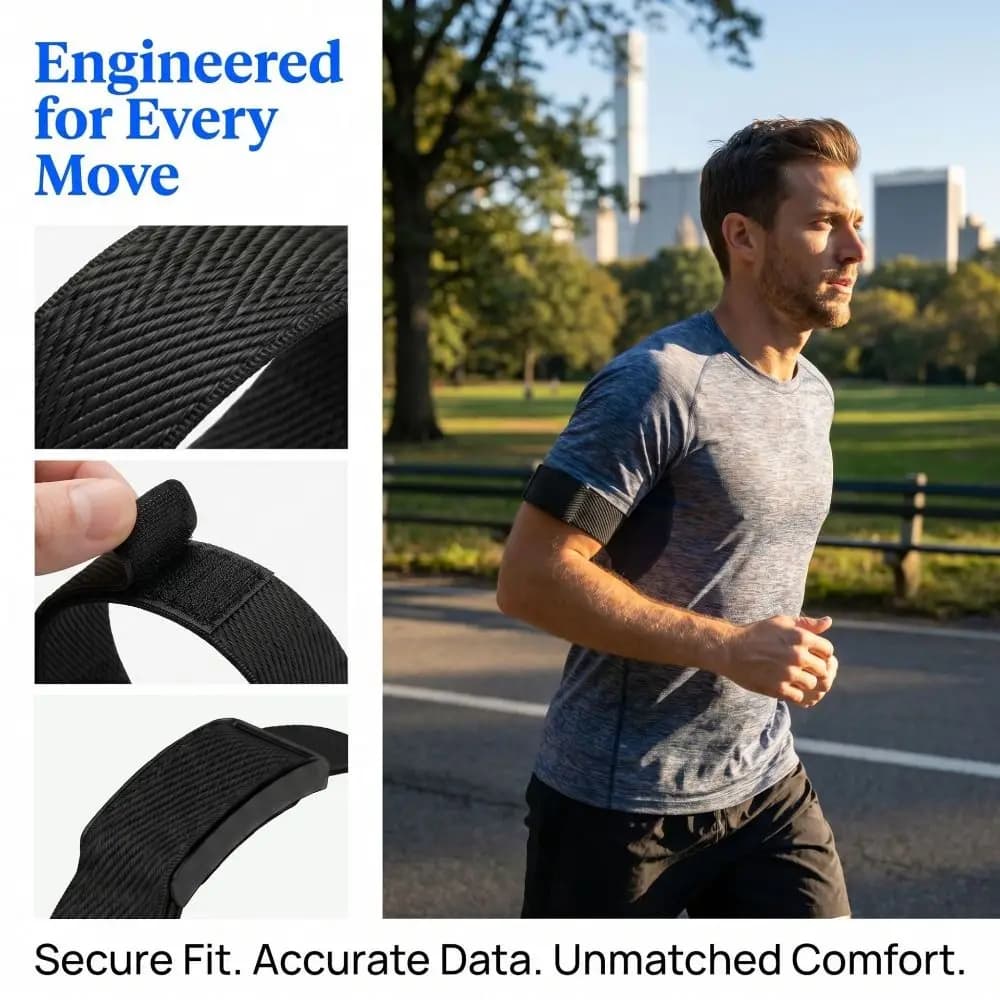 Stretch nylon strap for biceps, breathable, adjustable, sweat resistant, for Amazfit Helio