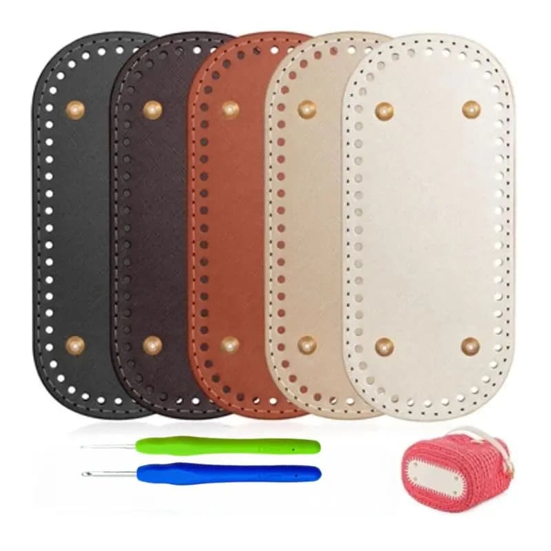 AB39 - Kit per Borse all'Uncinetto - Componenti per Fondo Borsa con 2 Ganci e Base in Pelle