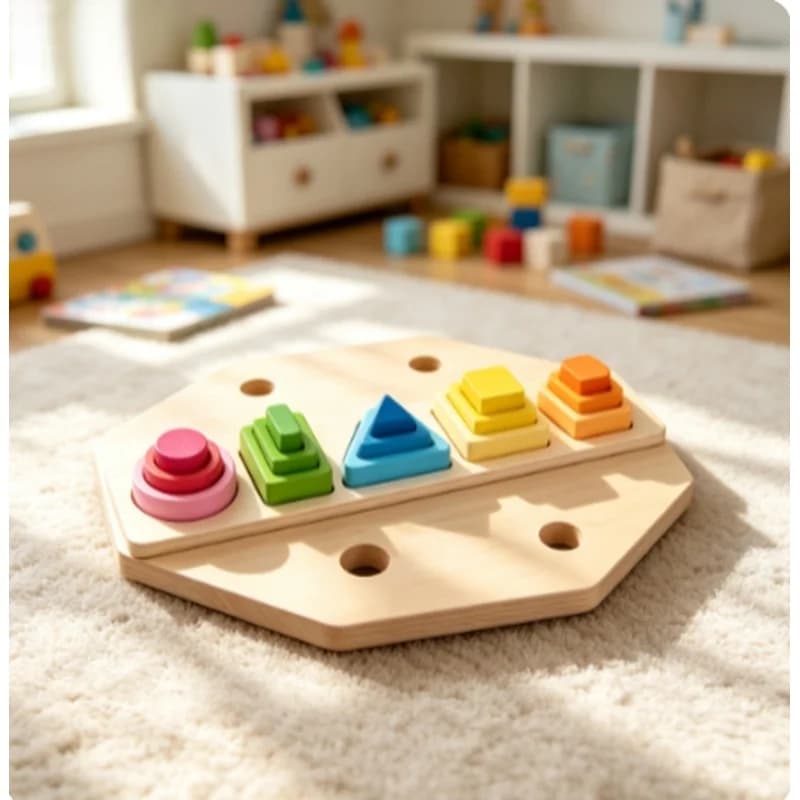 Wooden Shape Sorting Stacking Blocks Toddler Educational Puzzle Toy