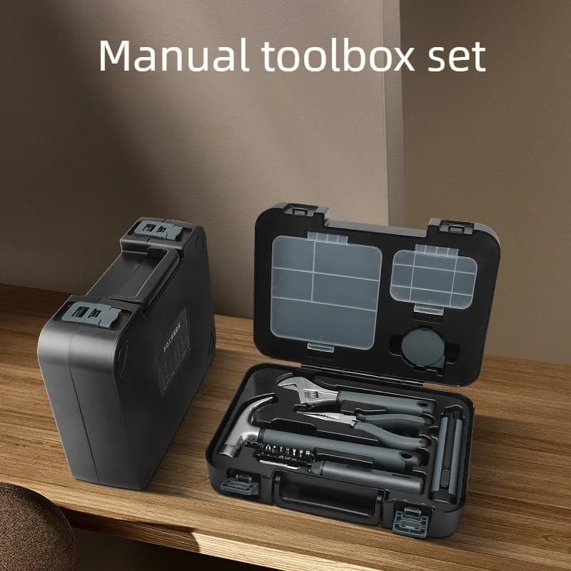 Portable Hand Tool Sets Multi Functional Electric Screwdriver Magnetic Groove Nail Hammer Home Hardware Tools with Storage Box