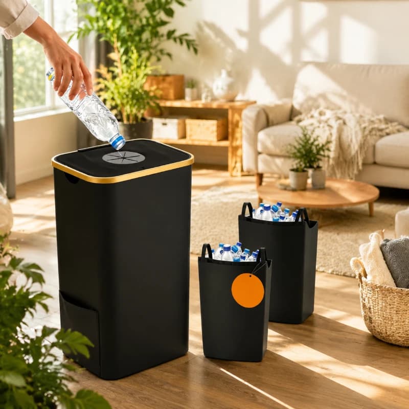 Borsa Organizer per Bottiglie Riciclabili Nera, Borsa Pieghevole Portatile per Bottiglie di Scarto, per Uso Quotidiano in Casa e Ufficio, Opzione Regalo