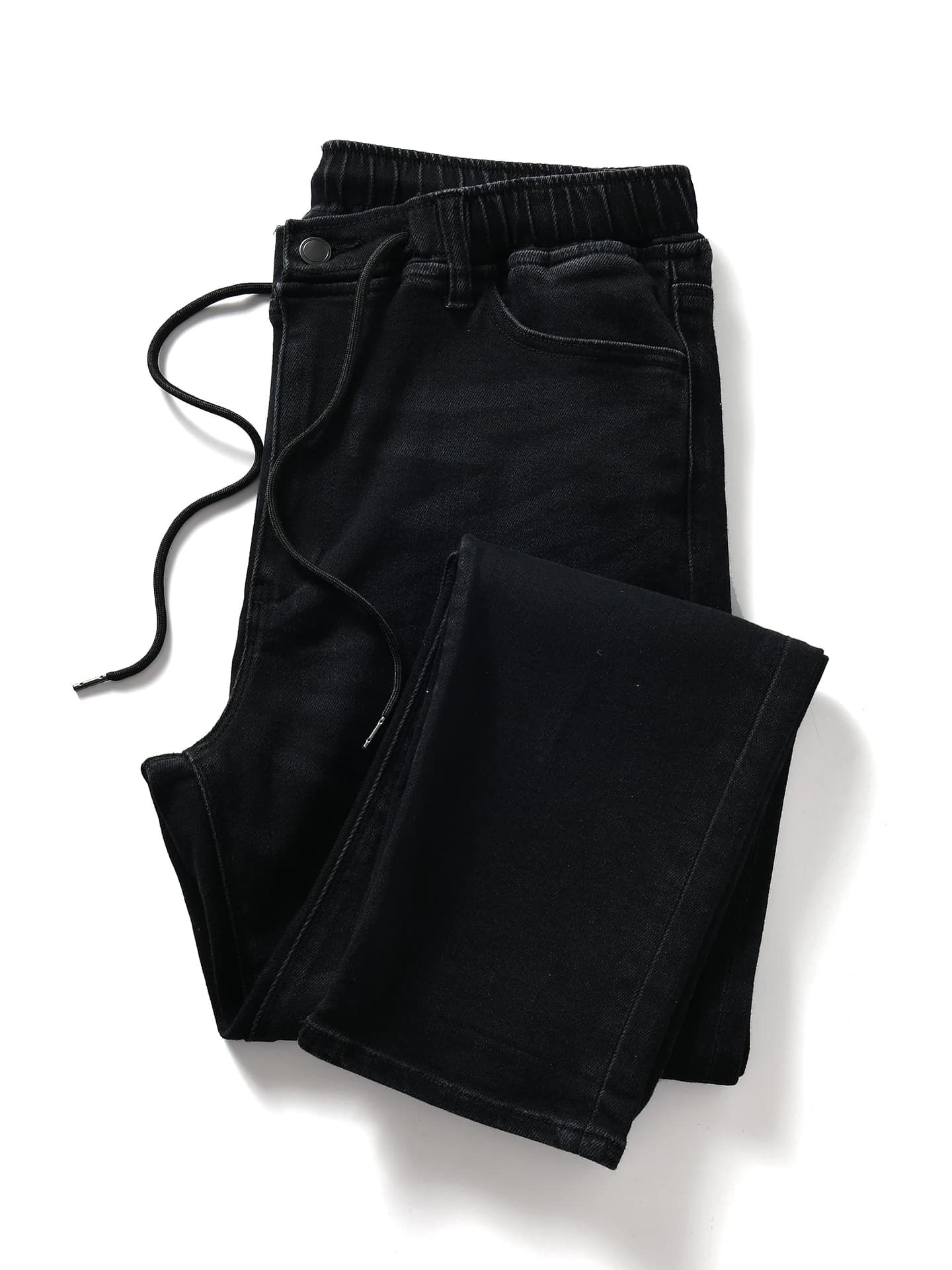 Men's Casual Elastic Waist Jeans High Elasticity Comfortable Fit Straight Leg Cotton Polyester Blend Winter Wear Breathable