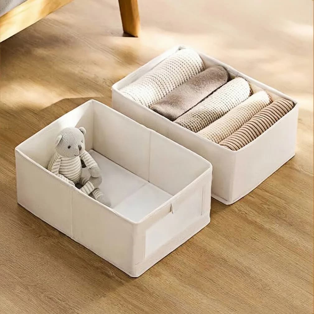 Cotton and Linen Fabric Foldable Clothes Storage Box Large Capacity Classification Storage Box Drawer Type Japanese Style