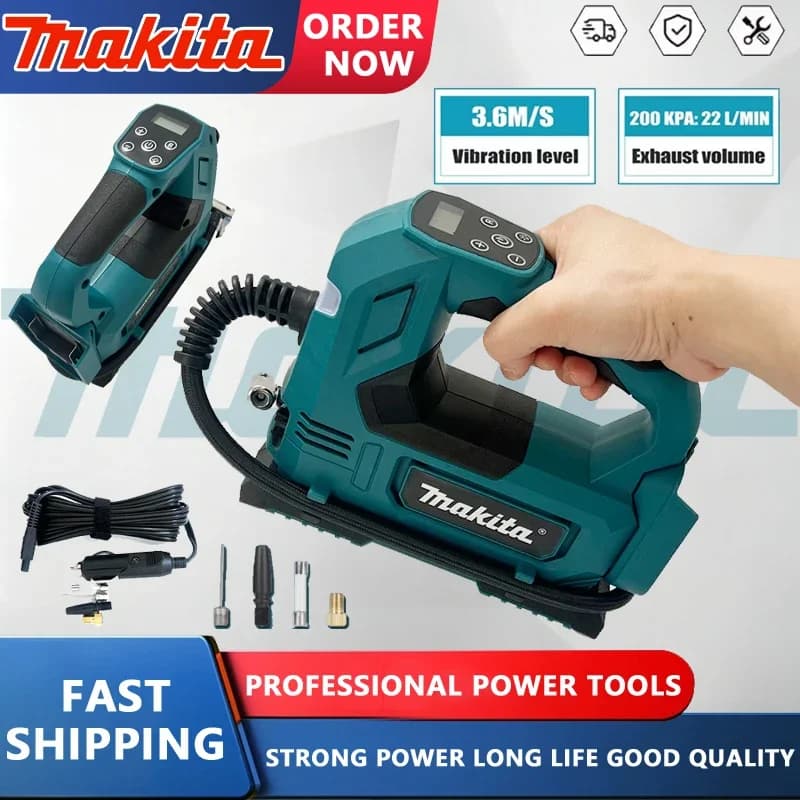 Pompa ad aria portatile Makita, gonfiatore automatico senza fili, pompa ad aria elettrica portatile, compressore d'aria per pneumatici auto, per batteria da 18V